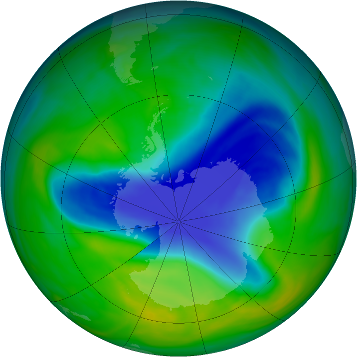 Antarctic ozone map for 14 November 2004